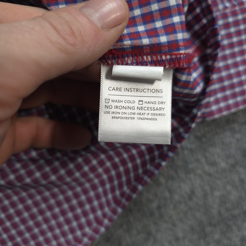 Mizzen Main Shirt Mens L Red Check Leeward Standard Fit Stretch Dress Business - Picture 4 of 10